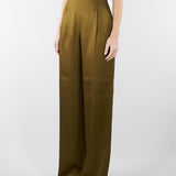 Pantalone Verde Olio in envers satin MSECONO 56 MAX MARA STUDIO 