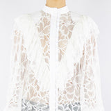 Camicia Bianco in pizzo con rouches ACT14129CA569 01 ACTUALEE 