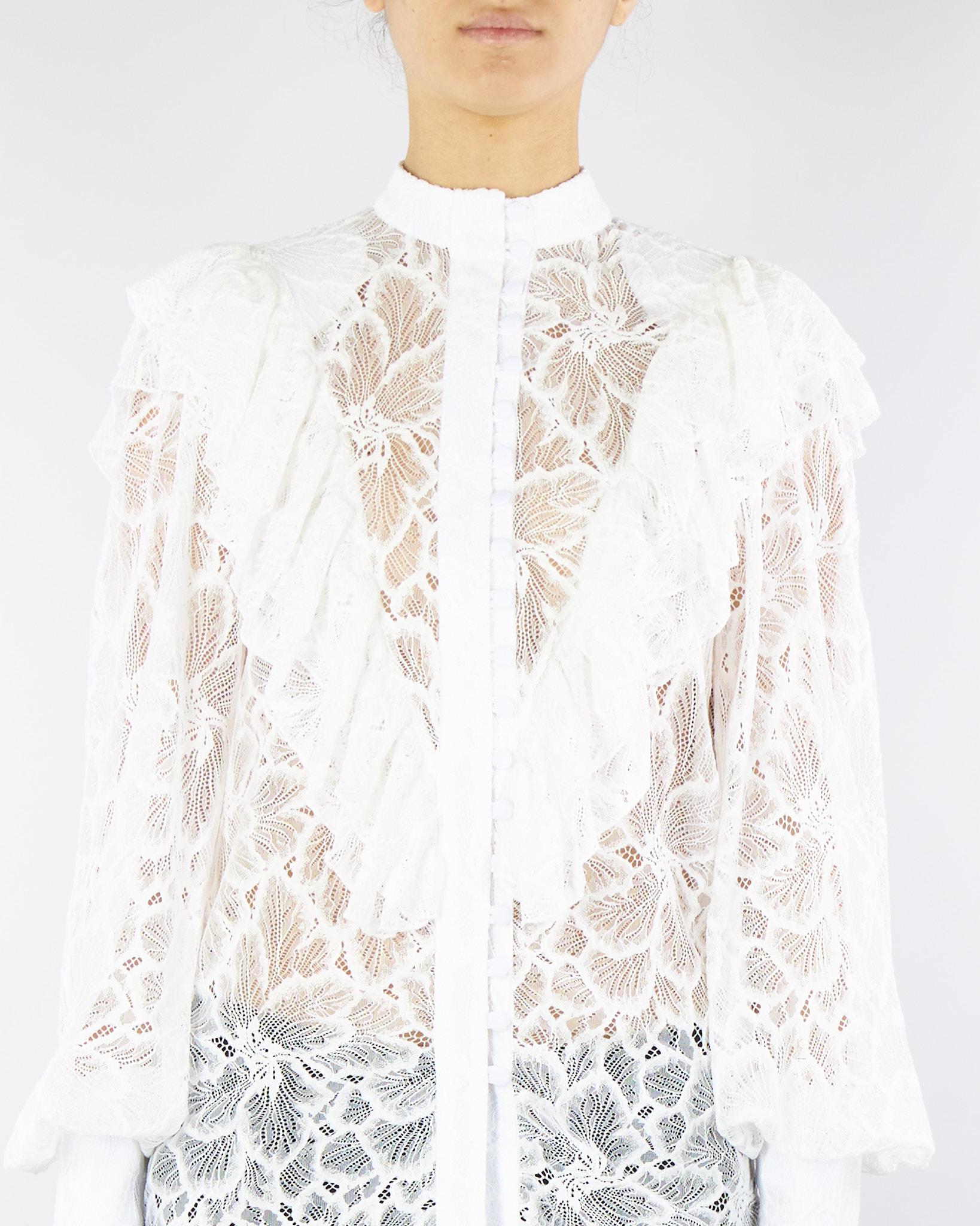 Camicia Bianco in pizzo con rouches ACT14129CA569 01 ACTUALEE 