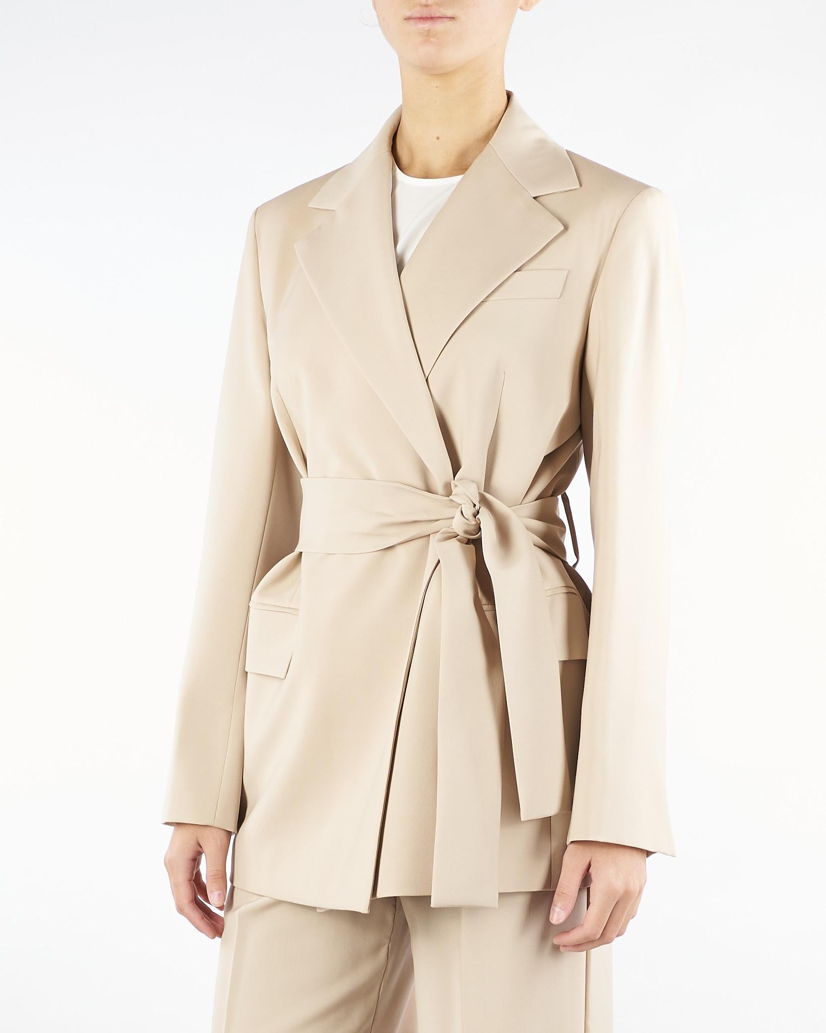 Giacca Beige in lana con cintura TESO 9 MAX MARA WEEKEND 