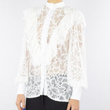 Camicia Bianco in pizzo con rouches
