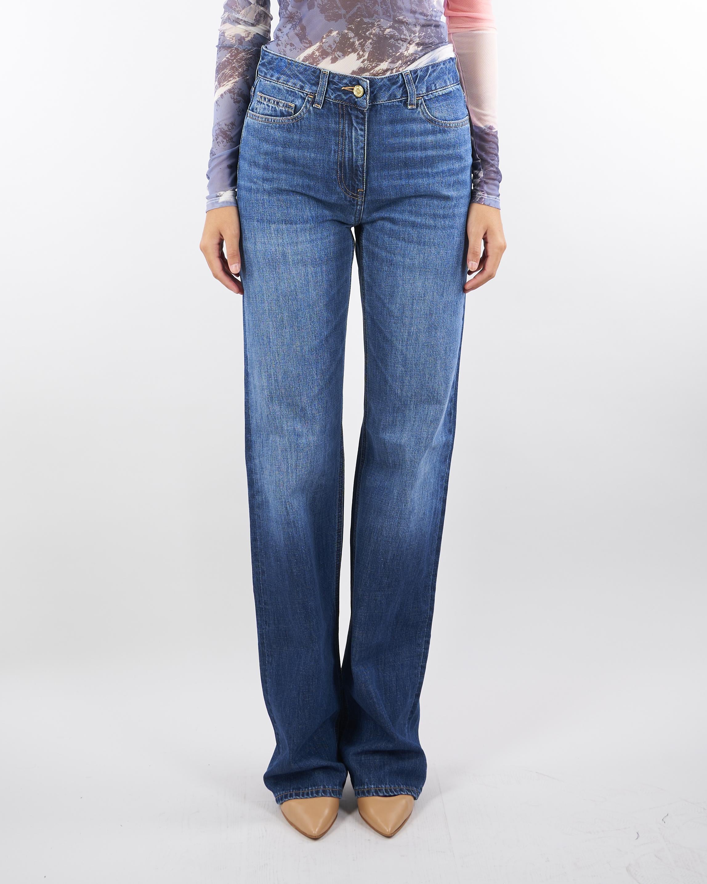 Jeans a palazzo con dettagli logo PJ09I56E2 104 ELISABETTA FRANCHI 