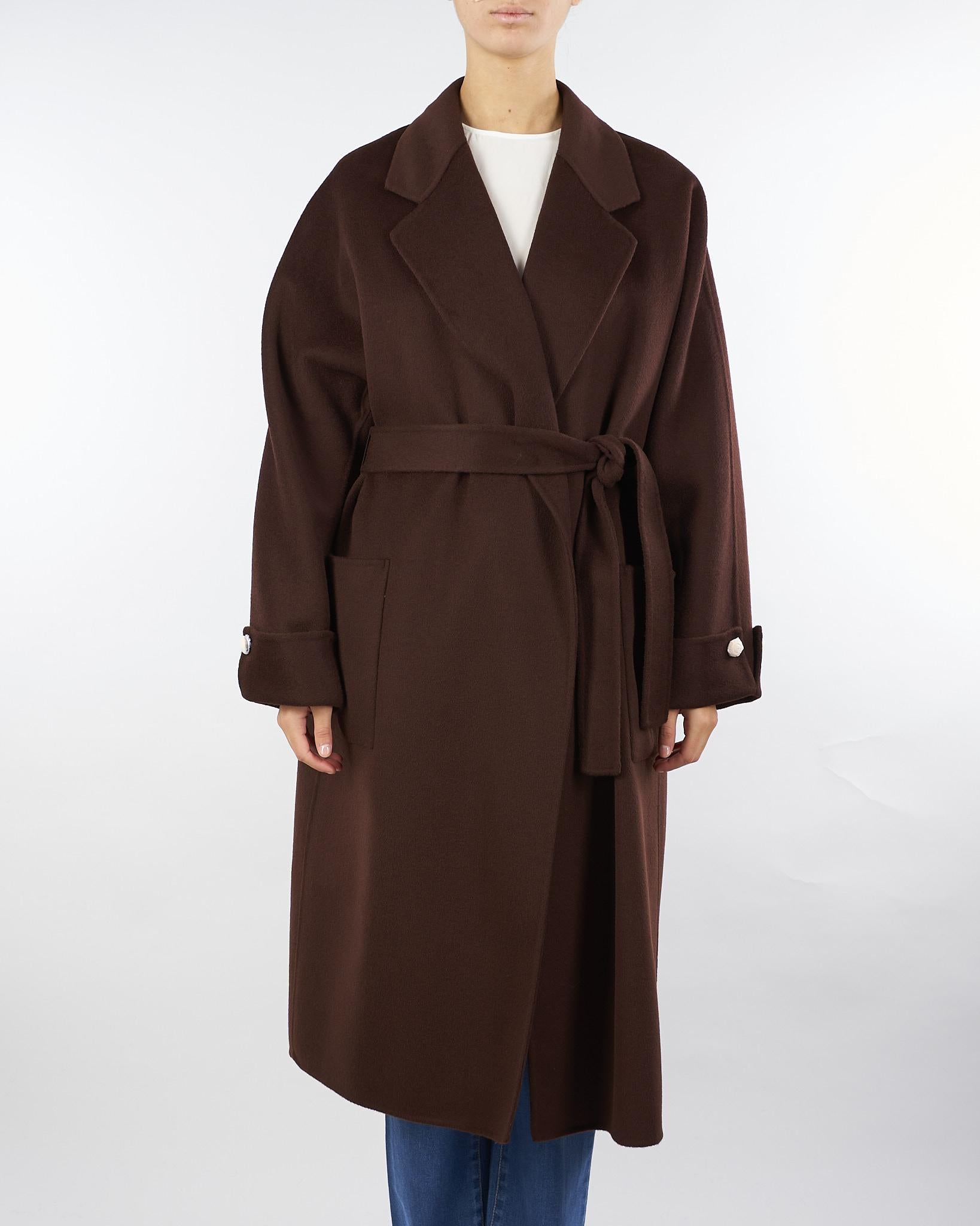 Cappotto Coffee in panno di lana double CP68D56E2 EA3 ELISABETTA FRANCHI 