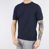 Maglia jacquard Blu in cotone ice crèpe