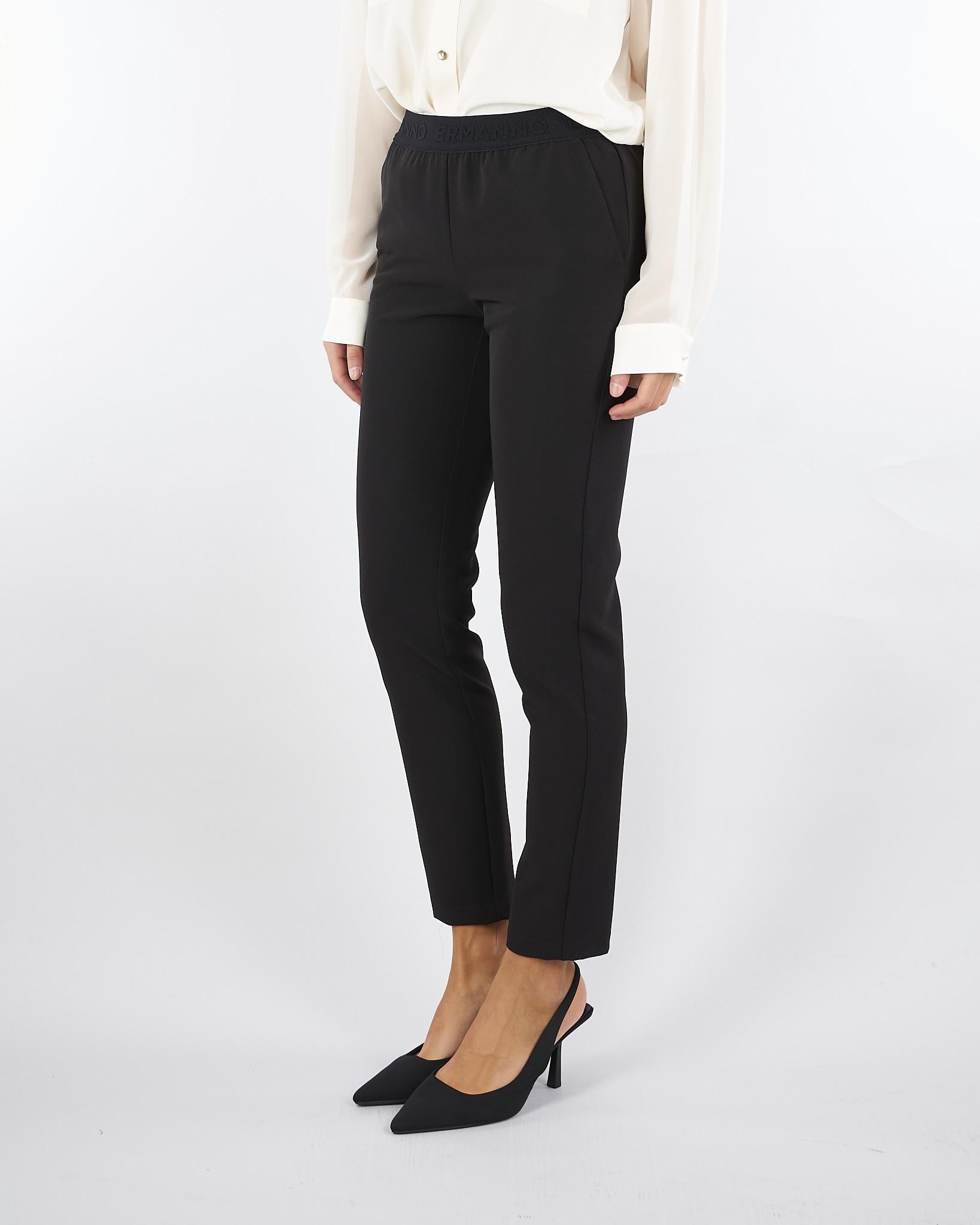 Pantalone Nero slim fit con elastico logato D47EP013E26 MF822 ERMANNO BY ERMANNO SCERVINO 