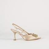 Slingback Champagne in raso con accessorio 7537 1 FRANCESCO SACCO 