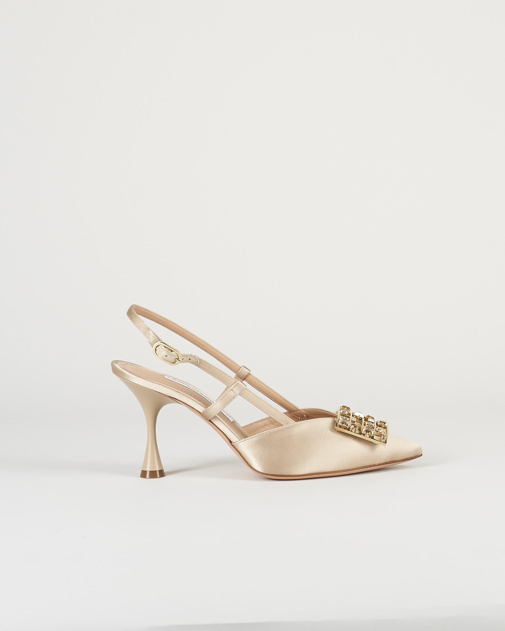 Slingback Champagne in raso con accessorio 7537 1 FRANCESCO SACCO 
