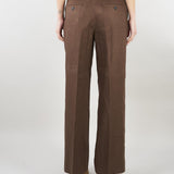Pantalone Marrone in canvas di lino WKDMALIZIA 37 MAX MARA WEEKEND 