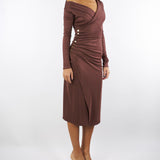 Abito Coffee in jersey con bottoni gioiello AB82257E2 EA3 ELISABETTA FRANCHI 