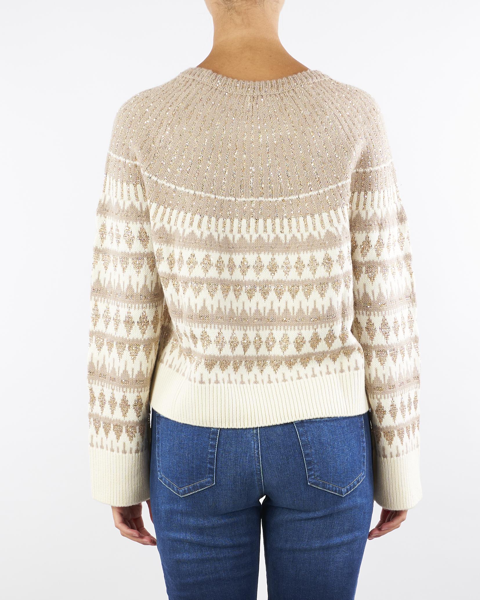 Maglia Beige jacquard con paillettes XANADU 1 PENNY BLACK 