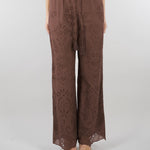Pantalone Marrone in mussola con ricamo sangallo D48EP050EN0 MFB24 ERMANNO BY ERMANNO SCERVINO 