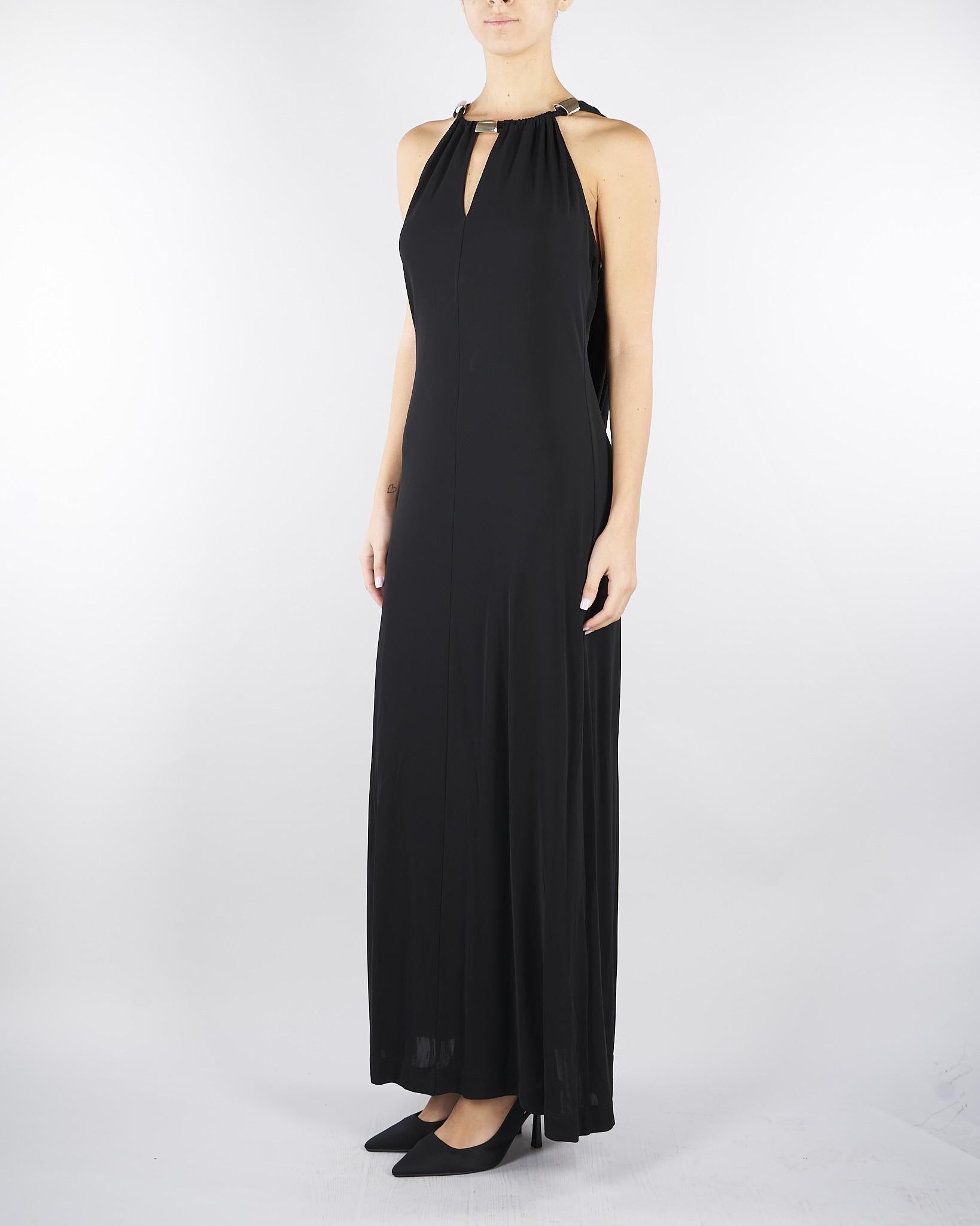 Abito Nero in jersey con accessorio al collo D0241100 01 CLIPS 