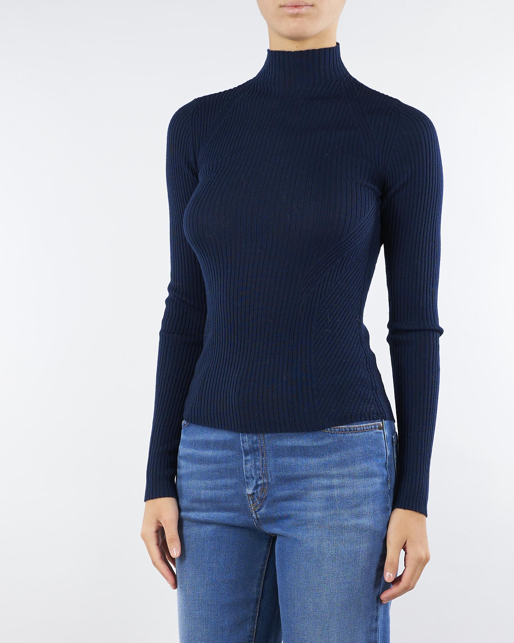 Maglia lupetto Blu a coste in lana TT3111 11956 TWIN SET 