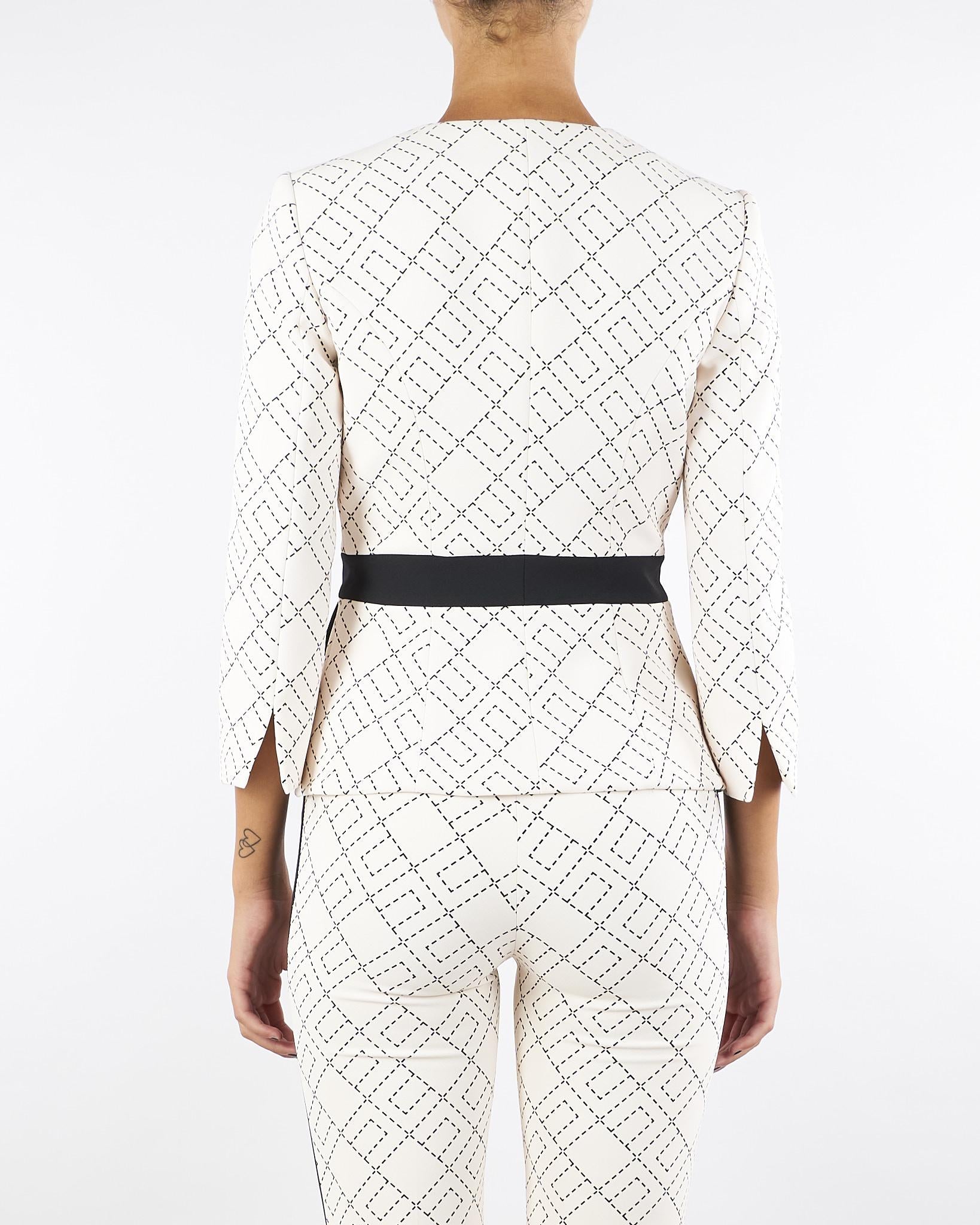 Giacca Milk-Nero bi-color in doppio crêpe GIS0156E2 EF1 ELISABETTA FRANCHI 