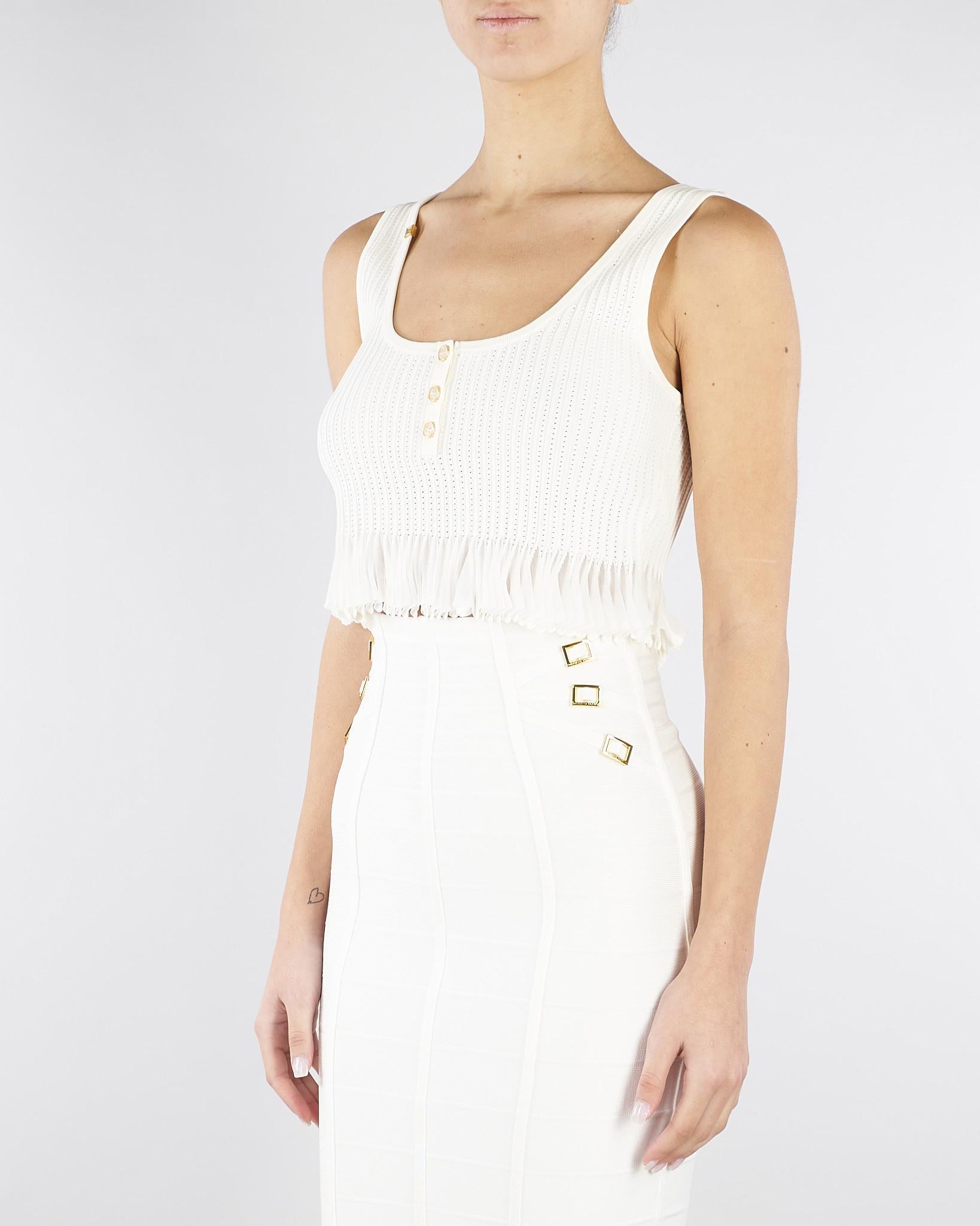 Top Avorio in maglia à jour TK74B61E2 360 ELISABETTA FRANCHI 