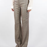 Pantaloni flare Marrone in misto lana con lurex TT2161 12864 TWIN SET 