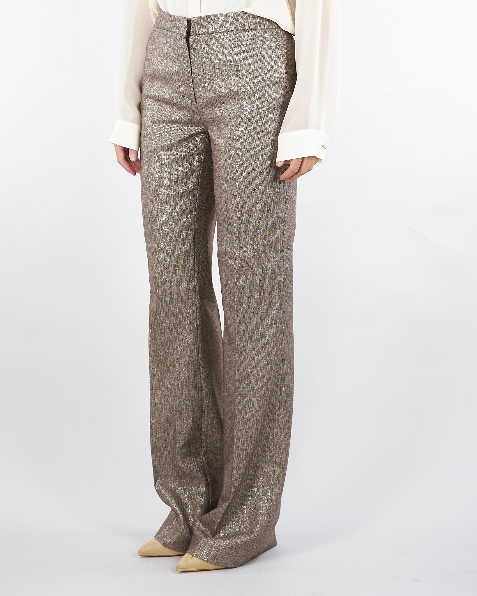 Pantaloni flare Marrone in misto lana con lurex TT2161 12864 TWIN SET 