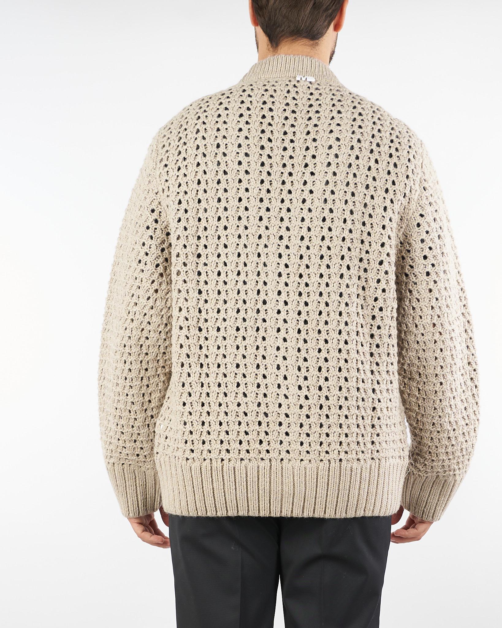 Cardigan Beige traforato in lana MA3401 25 I'M BRIAN 