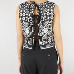Top crop Nero-Bianco in cotone stampato WKIFANALE 1 MAX MARA WEEKEND 