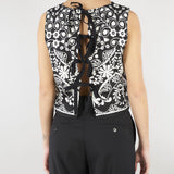 Top crop Nero-Bianco in cotone stampato WKIFANALE 1 MAX MARA WEEKEND 