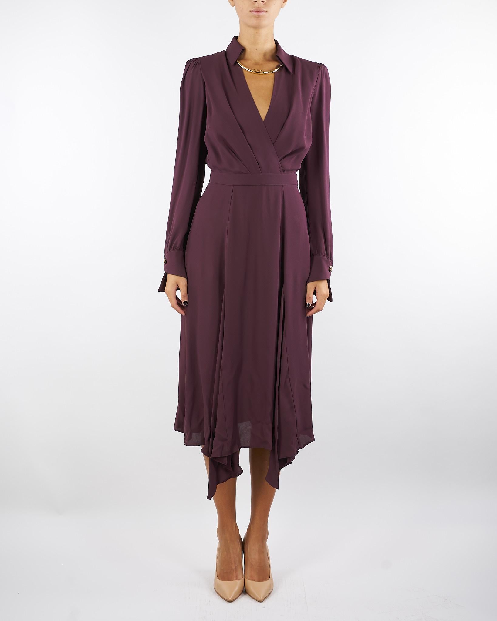 Abito Merlot in georgette con collana tubolare ABT0356E2 EA4 ELISABETTA FRANCHI 