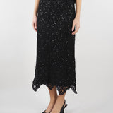 Gonna Nero in macramè con paillettes PBPPANDA 2 PENNY BLACK 