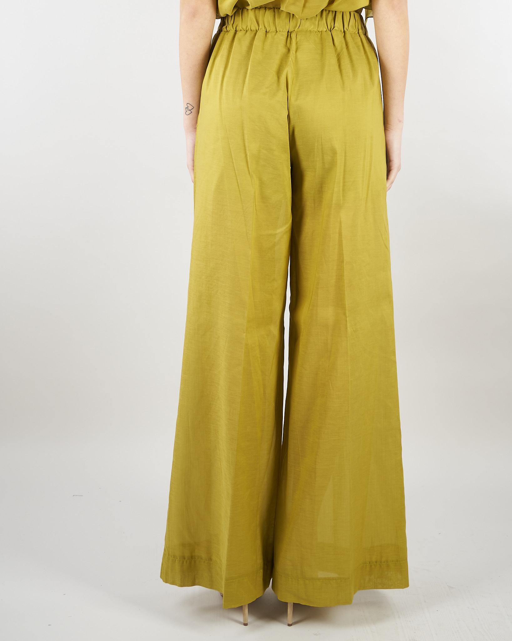 Pantalone Verde Olio wide leg in misto cotone SP5TZ010 2000 ICONA 