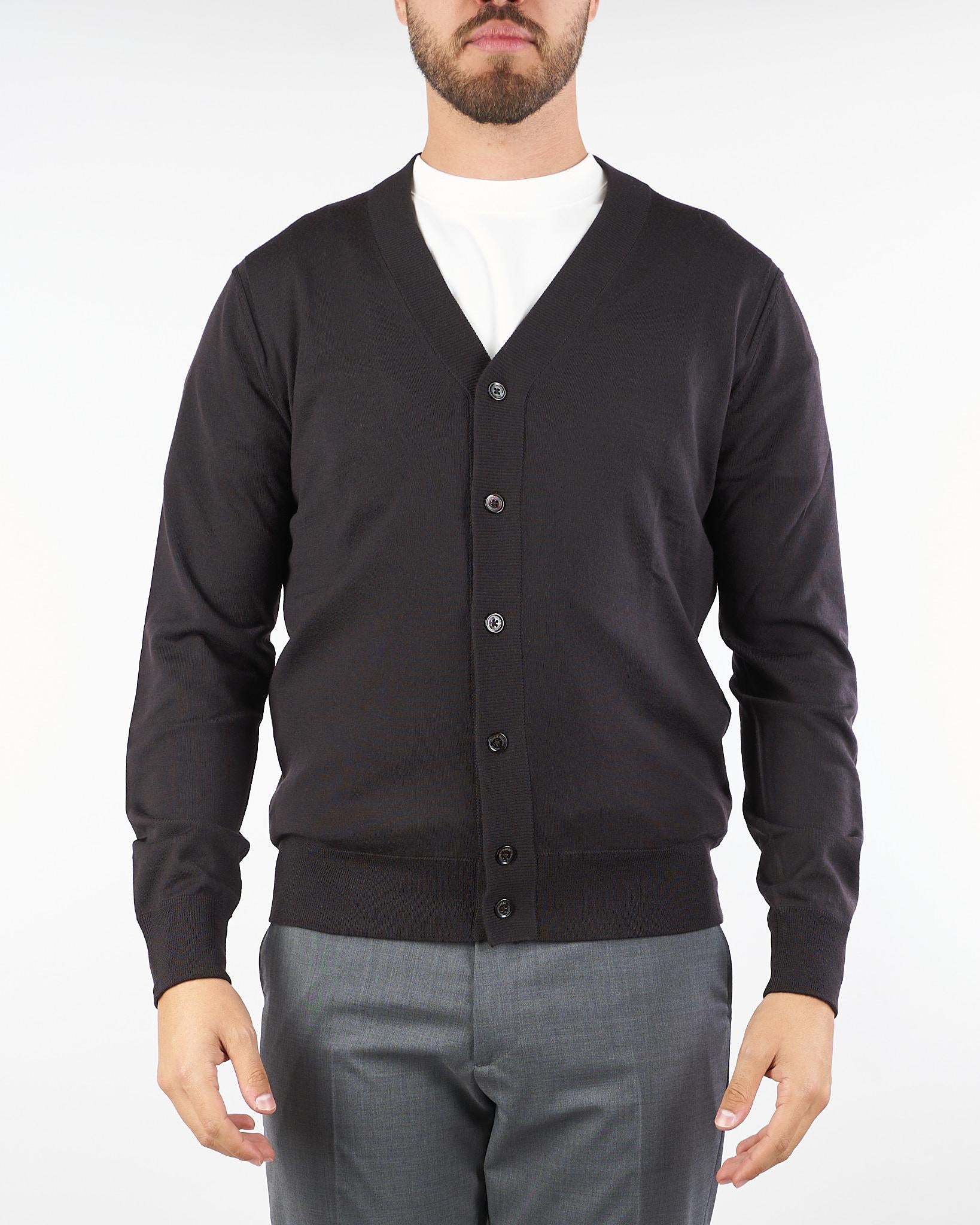 Cardigan Marrone in pura lana merinos finezza 16 A005F001 2358 PAOLO PECORA 