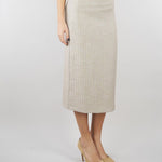 Gonna Longuette Beige Gessata con Spacco TAB0252 35 VICOLO 