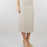 Gonna Longuette Beige Gessata con Spacco TAB0252 35 VICOLO 