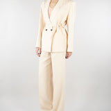 Giacca Over Crema in misto lino con ricamo RA6091T8823 P9545 BLUGIRL 