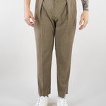 Pantalone Robin Tortora in fresco lana con pences. GC1PSS266900 A029 GOLDEN CRAFT 