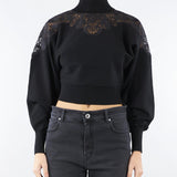 Maglia Dolcevita Nero con inserti in pizzo TP3406 6 TWIN SET 