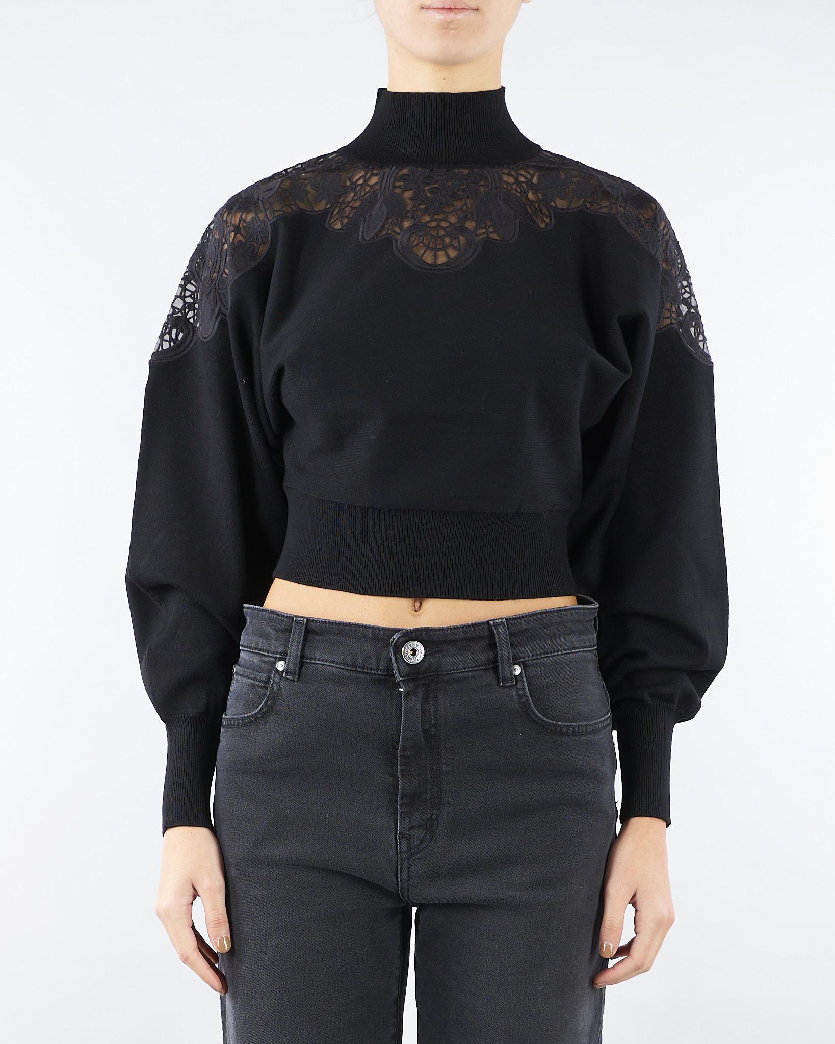 Maglia Dolcevita Nero con inserti in pizzo TP3406 6 TWIN SET 