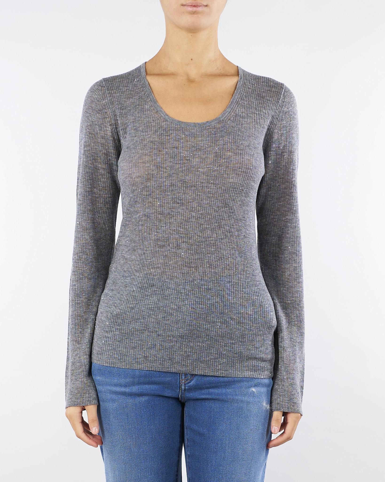 Maglia Grigio in pura lana con dettaglio strass STRINGA 1 MARELLA 