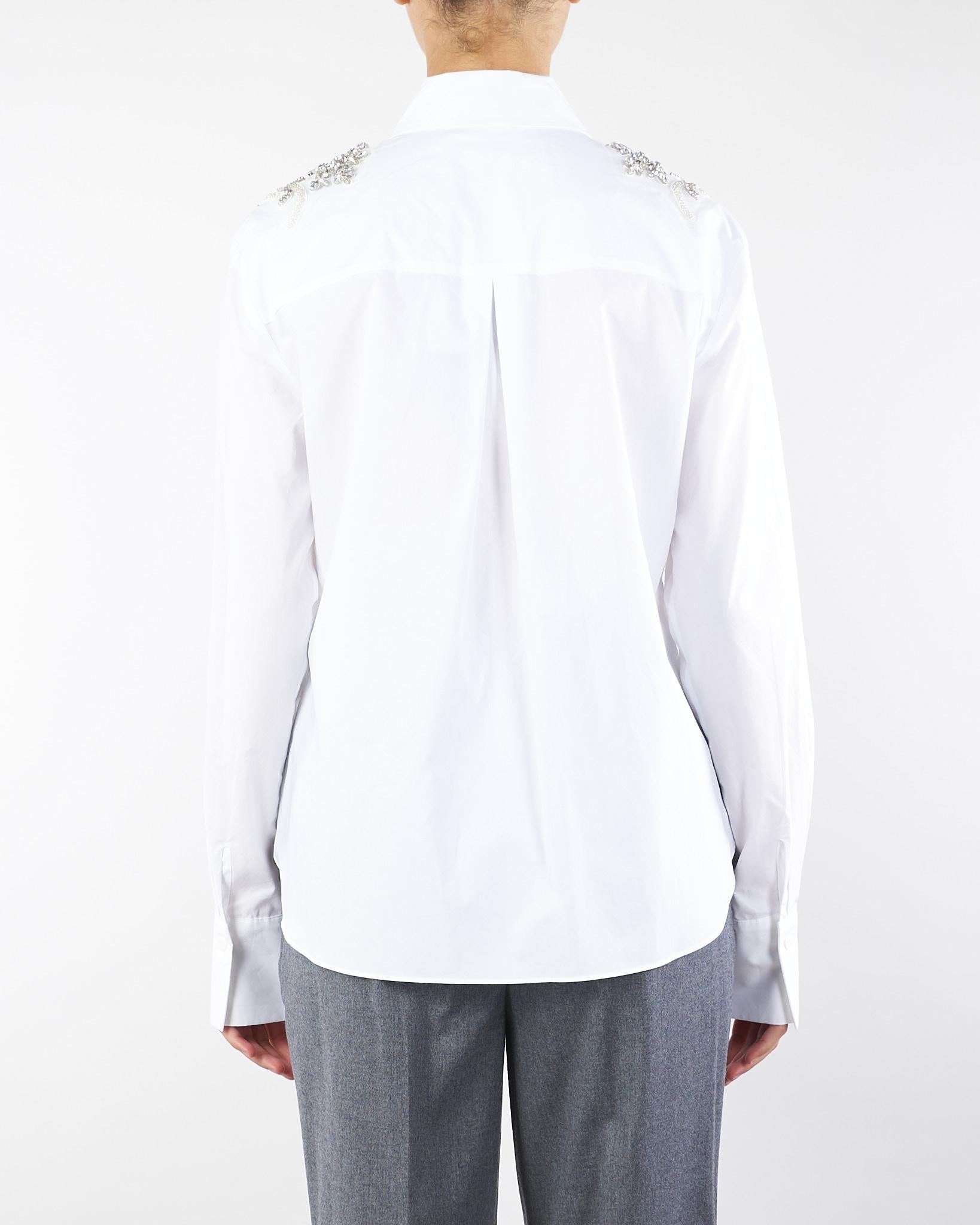 Camicia Bianco con patch di cristalli RF5100TS246 11111 BLUGIRL 
