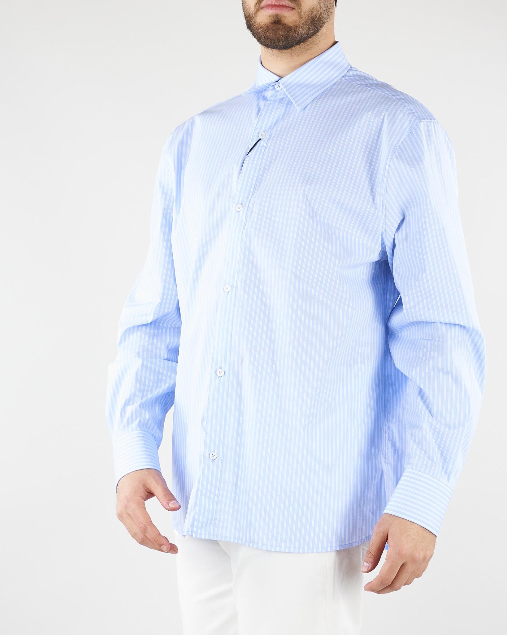 Camicia Celeste a righe in cotone CA3630 18 I'M BRIAN 
