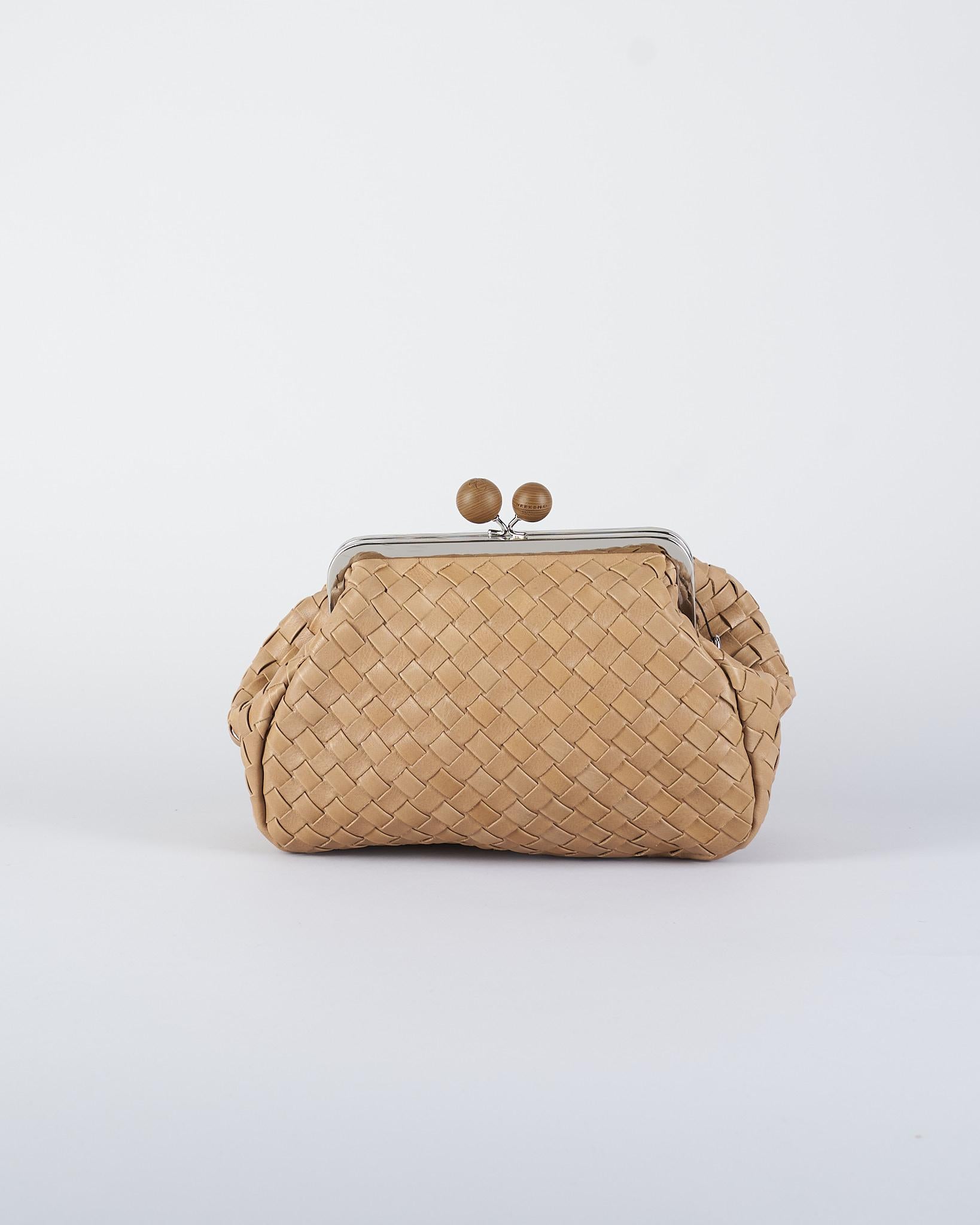 Borsa Beige Pasticcino Bag Medium in pelle intrecciata PANCIA 1 MAX MARA WEEKEND 