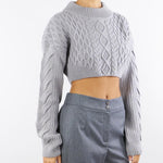 Maglione Grigio cropped con motivo intrecciato 2K0333K217 S733 PATRIZIA PEPE 