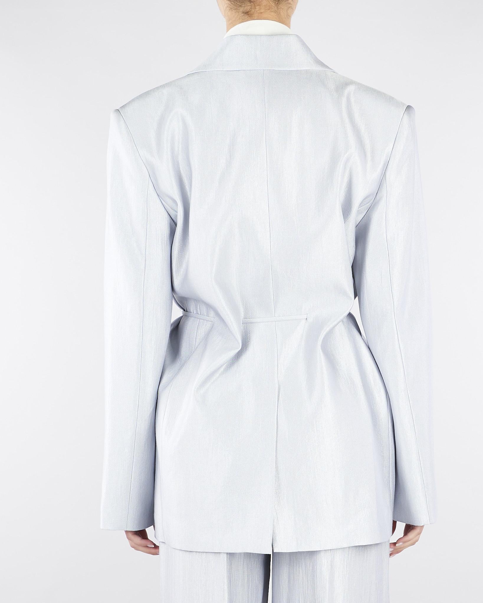 Blazer Celeste in satin lamè con lacci in vita SS260402 25 ELEH 