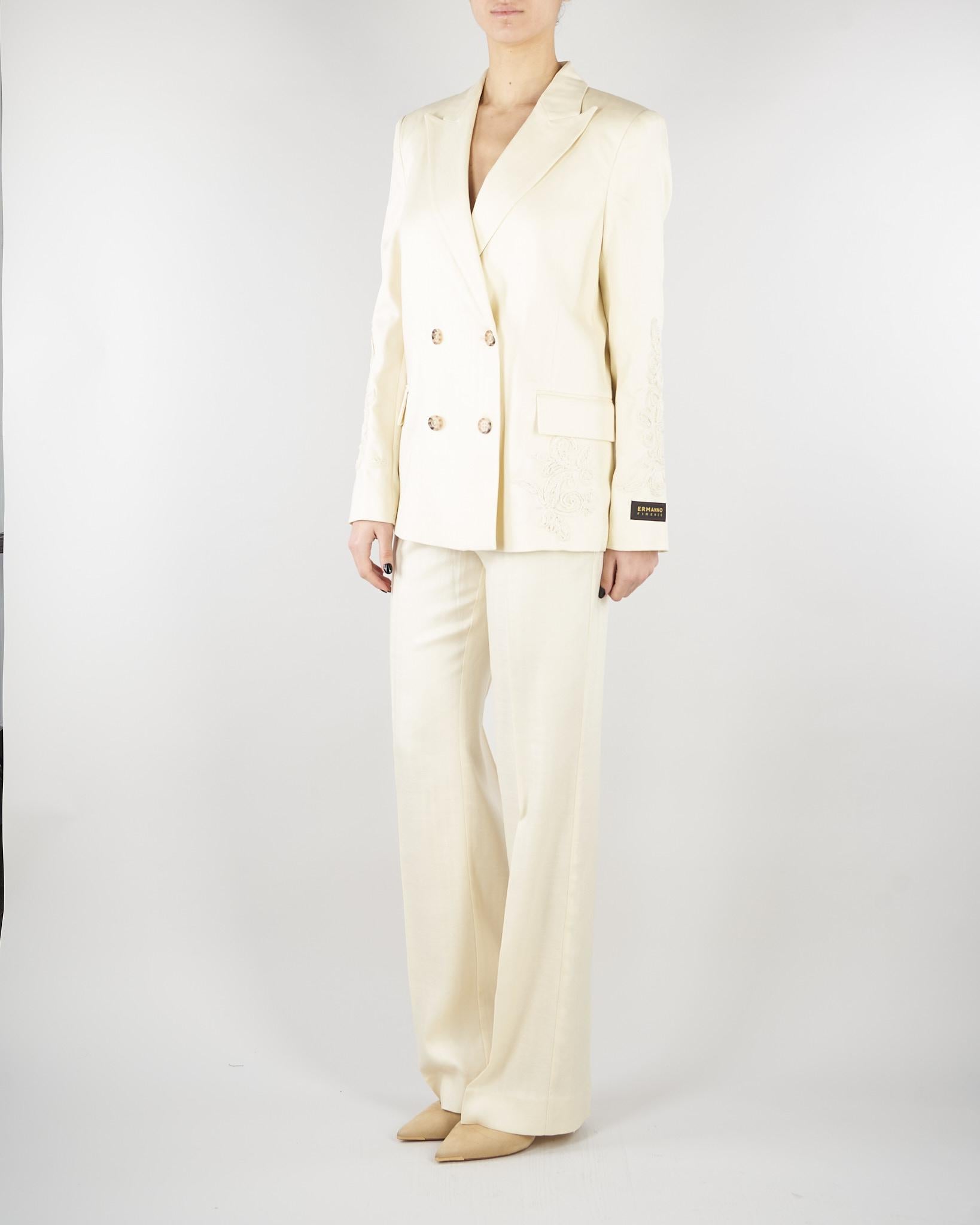 Blazer Vaniglia doppiopetto spinato con ricami D48EI023ER3 MF333 ERMANNO BY ERMANNO SCERVINO 