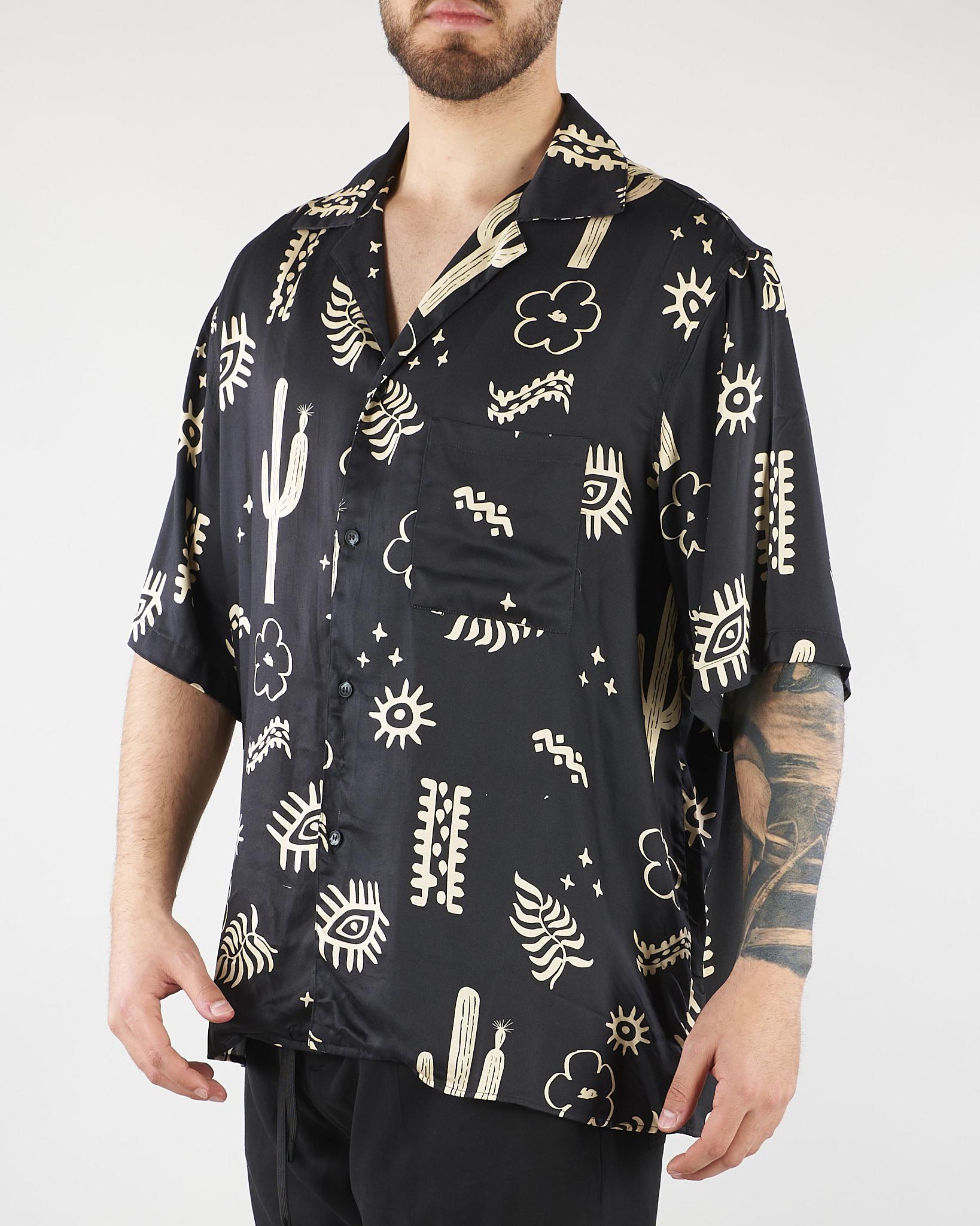 Camicia Nero con stampa all over S6PKMASI127 110 A PAPER KID 