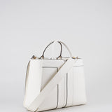 Borsa Tote grande Avorio con logo in rilievo