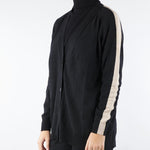 Cardigan Nero in misto lana con banda laterale a contrasto RI5NT034 0001 ICONA 