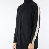 Cardigan Nero in misto lana con banda laterale a contrasto RI5NT034 0001 ICONA 