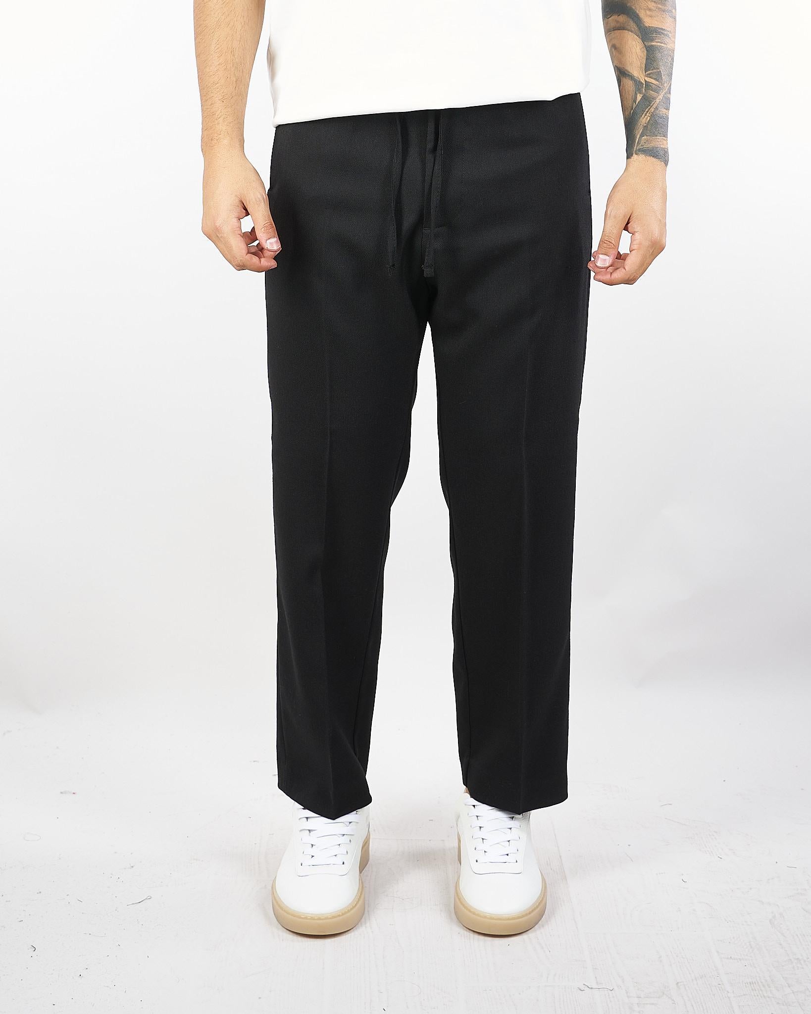 Pantalone Nero wide leg con elastico in vita PA3506 9 I'M BRIAN 