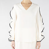 Blusa Burro-Nero con volant BL01001TACE0005 V0359 SIMONA CORSELLINI 
