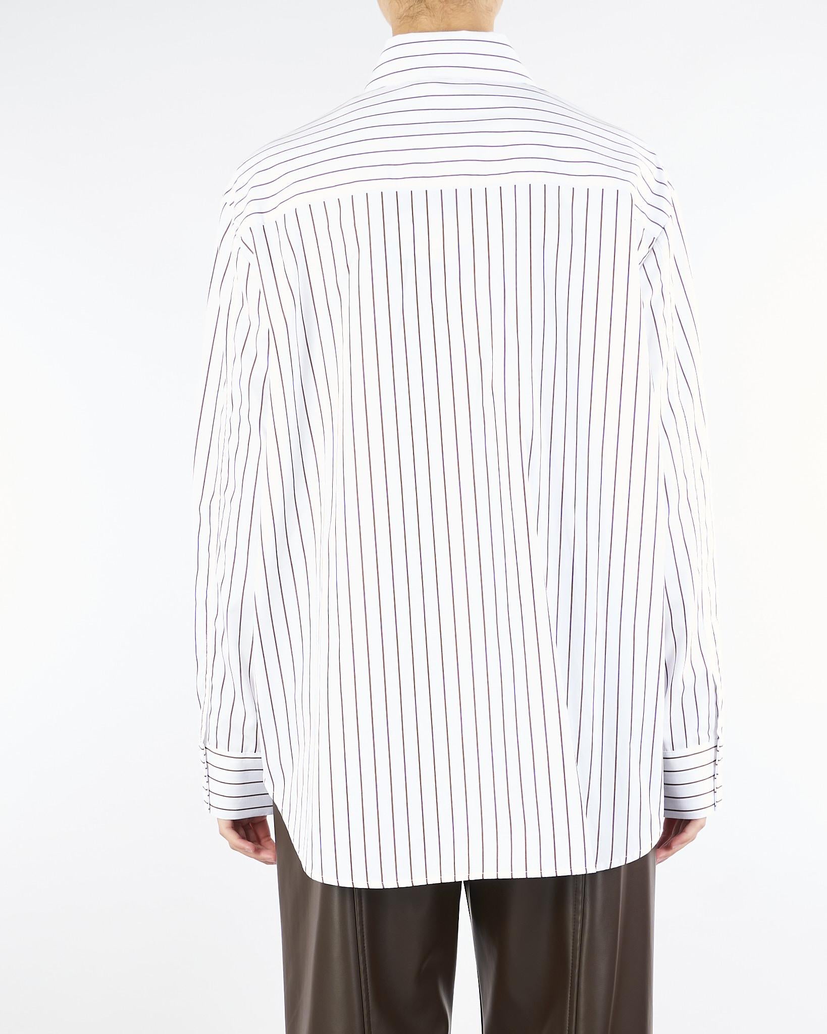 Camicia a righe Bianco con ricamo in paillettes RI5NT066 1041 ICONA 