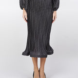 Gonna svasata in plissè stampa pois