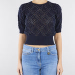 Maglia jacquard Blu con perle all over TP3201 13172 TWIN SET 